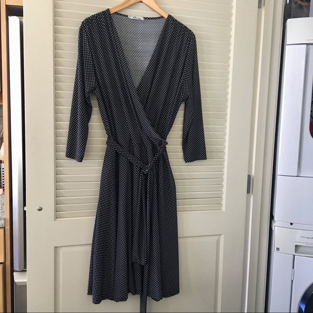 Wrap dress by BIA, v neck, black & white polka dot